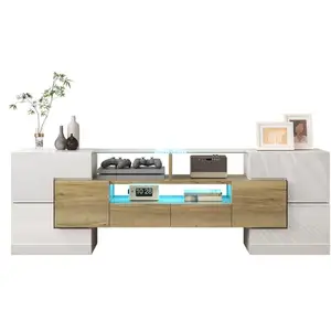 MERAX Meuble tv,banc tv bas à poser 145cm en panneaux de particules av... pas cher
