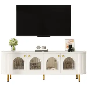 MERAX Meuble tv blanc 170 cm mdf meuble TV blanc pas cher