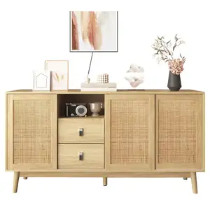 MERAX Buffet en mdf et panneaux de particules avec 3 portes coulissant... pas cher