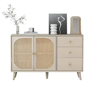 MERAX Buffet de salonsalle à manger, 2 porte, 3 tiroirs, couleur beige pas cher