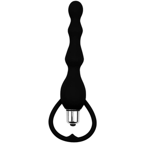 CHISA Black Mont - Chaine Anale Vibrante, Sextoy en Silicone Souple avec Billes à 7 Modes de Vibrations, Noir