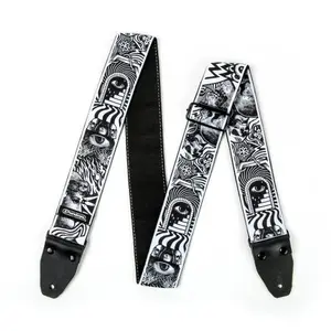 Comparateur de prix : Dunlop ILD04 - Sangle guitare I Love Dust Skulls - Black/White