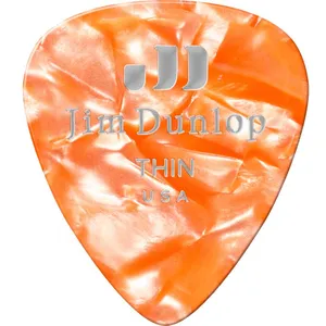 Dunlop Jim Genuine Celluloid Classic, Player'S Pack De 12, Perloid Orange, Thin Médiators pas cher