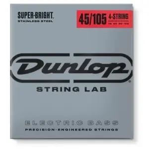 Jim Dunlop Super Bright Stainless Steel Médium 45-105 - Jeu cordes guitare basse