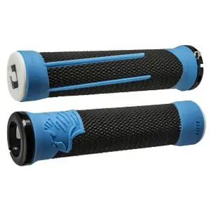 Comparateur de prix : Poignées MTB ODI AG2 Signature Lock-On 2.1 Noir-Bleu, 135mm, Colliers Noirs
