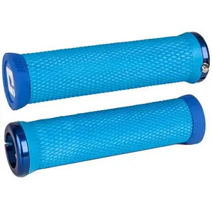 Poignées MTB ODI Elite Motion Lock-On 2.1, 130mm, Bleu avec Colliers Bleus