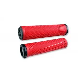 Poignées ODI CF Lock-On Rouge/Blanc avec Collier Mat, Système V2.1, 135 mmVendu parrakuten