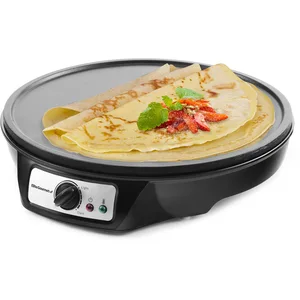 Elite Gourmet ECP-126 Crêpière électrique avec plaque antiadhésive, râteau à crêpes, spatule et recettes (français non garanti), 30,5 cm, noirVendu paramazon