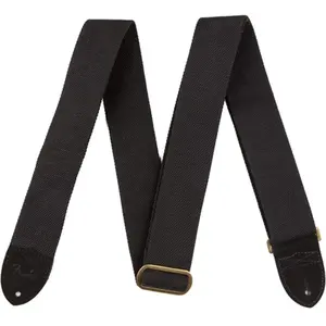 Comparateur de prix : Fender Fender Sangle De Guitare En Coton / Cuir 2"" Avec Logo, Noir