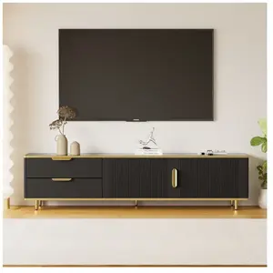 NECHE Meuble tv 175cm avec texture gravée + Poignées dorés,Meuble Télé... pas cher