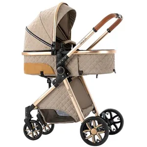P O S Poussette 3 en 1 Bébé Combinée Siège-Auto Nacelle Trio Réversible Réglable Haute Qualité khakiVendu parcdiscount