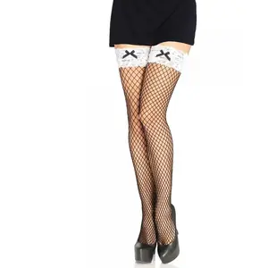 Comparateur de prix : Leg Avenue Bas Résille Noir et Blanc avec Noeud Taille Unique