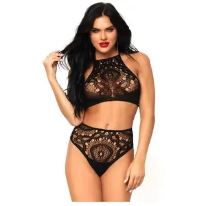 Comparateur de prix : Leg Avenue Ensemble 2 Pièces 81552 Dentelle Effet Crochet