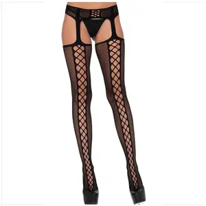 Bas Filet et Jarratière Noir Élégance Sensuelle par LEG AVENUE - TU pas cher