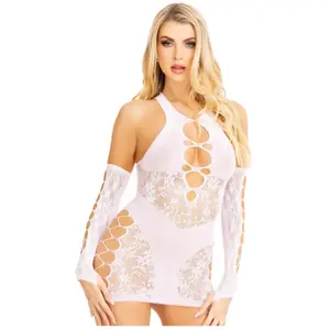 Comparateur de prix : Leg Avenue Robe mini & gants 86129 résille blanc