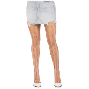 Comparateur de prix : Collants Résille Arc-en-Ciel Crochet pour un Style Unique - TU