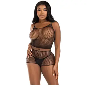 Ensemble T-Shirt et Pantalon Résille Noir Élégance et Confort - TU pas cher