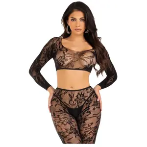 Comparateur de prix : Leg Avenue - Crop Top & Leggings Sans Pied - Noir