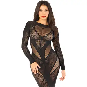 Leg Avenue Robe moulante longue dentelle et résilleVendu paramazon