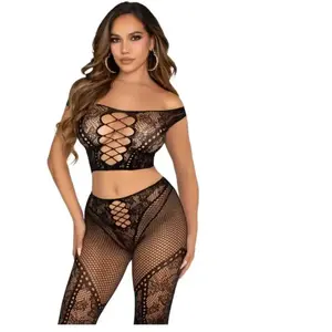 Comparateur de prix : Leg Avenue   Ensemble Top Court Épaules Dénudées & Leggings   Noir