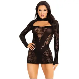 Comparateur de prix : Leg Avenue Robe dentelle 87204 manches longues gantées noir