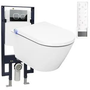Bernstein Bâti-support Toilettes Japonais céramique, WC lavant + télécommande, 38,4x59,3x38cm, PRO+ 1102, Plaque 4111 satin pas cher