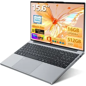 GREFIC Ordinateur Portable 15,6 Pouces, PC Portable Win11, 16Go De RAM, 512Go SSD, Processeur Alder Lake-N95, Écran 1080P IPS, Clavier Rétroéclairé, Webcam, WiFi 2.4+5G