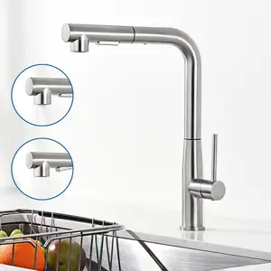 AURALUM MAX Robinet de Cuisine avec Douchette Extractible - en Inox - Rotatif à 360° - 2 Fonctions Jet - Barboteur démontableVendu parcdiscount