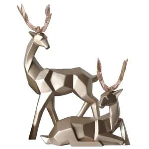 Noël Décoration 2Pcs Résine de Cerf Statue Moderne sculpture maison bu... pas cher