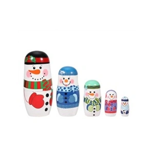 Noël Décoration 5PCS Poupées Matryoshka Russes en Bois Mignons Peints ... pas cher