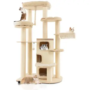 Comparateur de prix : COSTWAY Grand Arbre à Chat 173CM - 3 Condos, 2 Perchoirs, Hamac - Tour...