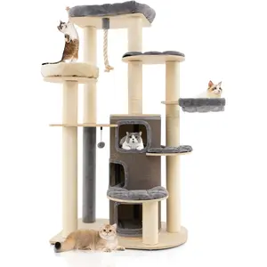 Comparateur de prix : COSTWAY Grand Arbre à Chat 173CM - 3 Condos, 2 Perchoirs, Hamac - Tour...