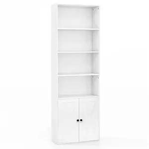 Comparateur de prix : COSTWAY 180 CM Bibliothèque 4 Niveaux avec Armoire à 2 Portes, Meuble ...