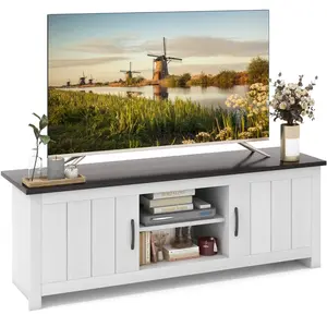 COSTWAY 60" Meuble TV avce 4 Compartiments 2 portes 2 Trous de Gestion... pas cher