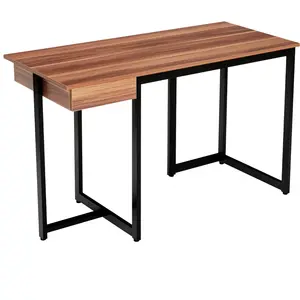 Comparateur de prix : COSTWAY Bureau d'Ordinateur Industriel, avec Tiroir, Elégant, 120 x 55 x 75 cm (Noyer)