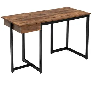 Comparateur de prix : COSTWAY Bureau d'Ordinateur Industriel, avec Tiroir, 120 x 55 x 75 cm (Marron Rustique)