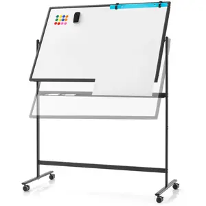 Comparateur de prix : Costway - Tableau Blanc Mobile Magnétique Double Face, 120x80cm, Tableau Réversible Effaçable à Sec, Hauteur Réglable sur 2 Positions, 12 Aimants,
