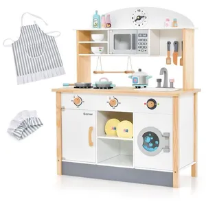 Comparateur de prix : Cuisine pour Enfants - COSTWAY - 17 Accessoires - Bois de pin - Blanc