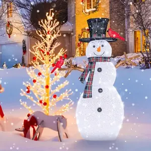 GOPLUS Décoration de Noël Lumineuse Forme de Bonhomme de Neige 127 cm ... pas cher