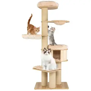 Costway Costway Arbre À Chat En Bois 191cm Avec Hamac, Panier, Perchoi...Vendu parcostway