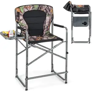 COSTWAY Chaise de Camping Pliante avec Table Latérale Amovible Charge ...