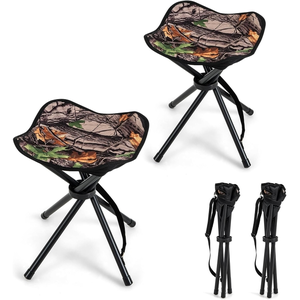 COSTWAY Lot de 2 Tabourets de Camping Pliant en Tissu Oxford avec Sang... pas cher