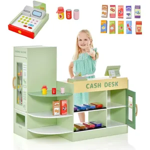 Jeu Marchande Enfants - DREAMADE - 10 Accessoires - Jouets d'Epicerie - Distributeur Automatique - Machine POS Réaliste   Vert pas cher