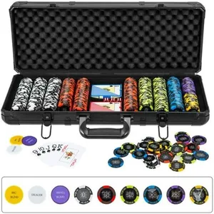 DREAMADE Ensemble Complet de Jetons de Poker, Mallette Poker en Alumin...
