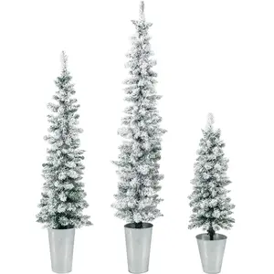 COSTWAY 3 Sapin de Noël Artificiel avec Neige, 90+120+150cm, Sapin Cra... pas cher