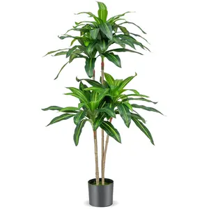 Comparateur de prix : COSTWAY Arbre Artificiel de 140 cm, avec 92 Feuilles Pot en Ciment Cou...