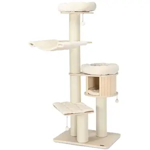 CostwayArbre à Chat en Bois Massif de 174 CM Tour à Chat à 4 Niveaux a...Vendu parcostway