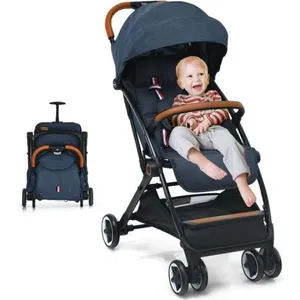 DREAMADE Poussette Bébé Pliante Rapide avec Lucarne, Dossier et Repose-Pieds Réglables, Harnais 5 Points, pour 6-36 Mois, Bleu