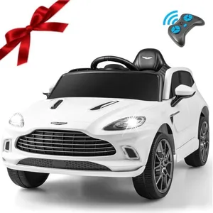 DREAMADE Voiture Électrique Enfants Aston Martin DBX 12V avec Télécommande 2,4 G, Portes Verrouillables, Lumières LED, Klaxon, BlancVendu parcdiscount