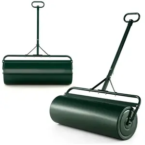 RELAX4LIFE Rouleau à Gazon de Jardin avec Poignée - 63L - Ø30CM - Remplissable de Sable/Eau - en Métal - 99 X 30 X 137 CM - Vert